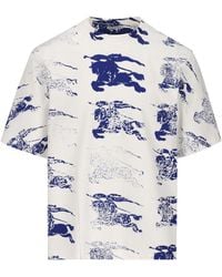 Burberry - T-shirt in misto cotone con logo - Lyst