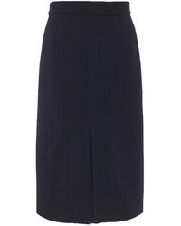 Saint Laurent - Pinstriped Pencil Skirt - Lyst