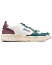 Autry - Super Vintage Medalist Low Sneakers In White, Green And Burgundy Leather - Lyst