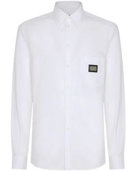 Dolce & Gabbana - Martini-fit Logo-tag Cotton Shirt - Lyst