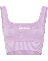 Palm Angels - Top In Maglia Con Logo - Lyst