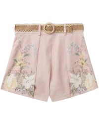 Zimmermann - Waverly Floral-print Linen Shorts - Lyst