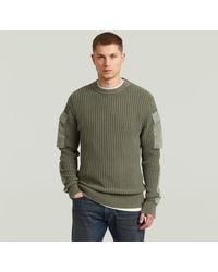 G-Star - Woven Mix Washed Knit Pullover - Lyst