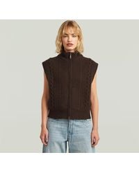 G-Star - Cable Full Zip Vest Knit - Lyst