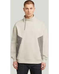 G-Star - Fabric Mix Half Zip Sweater - Lyst