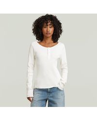 G-Star - T-Shirt Slim Henley Long Sleeve - Lyst