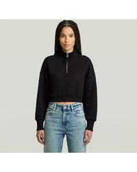 G-Star - Cropped Half Zip Loose Sweatshirt - Lyst