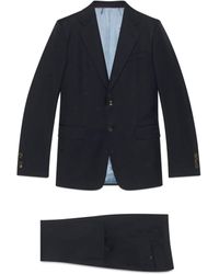 Gucci Anzug aus Wollgabardine mit gerader Passform und Bienen - Blau