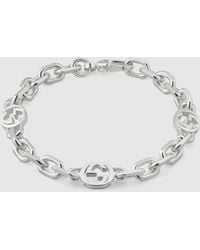 Gucci - Silver Bracelet With Interlocking G - Lyst