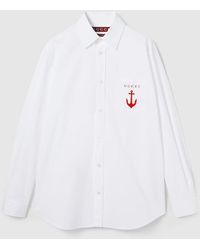 Gucci - Camisa De Popelina De Algodón Con Bordado, Talla - Lyst
