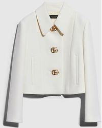 Gucci - Crêpe Wool Jacket With Double G Button - Lyst