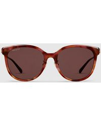 Gucci - ラウンドフレーム サングラス（低めのノーズブリッジ フィット） ブラウン - Lyst