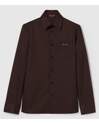 Gucci - ホースビット付き ポリエステルツイル シャツ, ブラウン, ウェア - Lyst