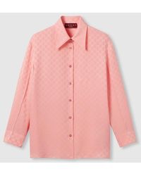 Gucci - Camisa De Jacquard De Seda Con Gg, Talla - Lyst