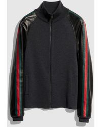 Gucci - Fine Rib Wool Zip Jacket With Web - Lyst