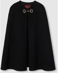 Gucci - Capa De Lana Y Seda Con Horsebit, Talla - Lyst