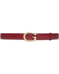Gucci Thin Belt With G Buckle - Red
