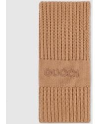 Gucci - Wool Cashmere Scarf With Embroidery - Lyst