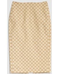 Gucci - Gg Cotton Canvas Midi Skirt - Lyst
