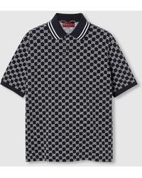 Gucci - Poloshirt Aus Baumwoll-Piqué Mit Gg Jacquard, Grösse - Lyst