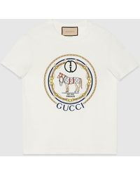 Gucci - T-Shirt Aus Baumwolljersey Mit GG - Lyst