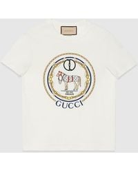 Gucci - Camiseta Punto De Algodón Con Gg Entrelazada, Talla - Lyst