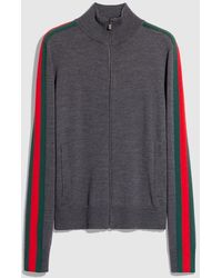Gucci - Fine Wool Zip Jacket With Web - Lyst