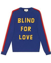 Gucci Blind For Love And Tiger Wool Sweater - Blue
