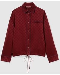Gucci - Bluse Aus Gg Satin Mit Schleife Auf Taillenhöhe, Größe - Lyst