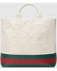 Gucci - Borsa Shopping In Tessuto Con Dettaglio In Rilievo - Lyst