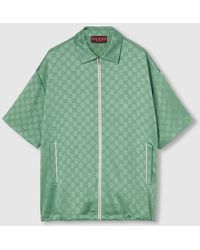 Gucci - Relaxed Fit Gg Satin Zip Shirt - Lyst