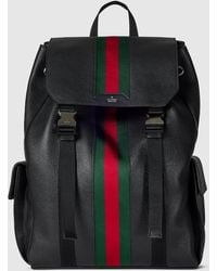 Gucci - Web Trademark Medium Backpack, Leather - Lyst