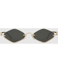 Gucci - ジオメトリック フレーム サングラス, ゴールド - Lyst