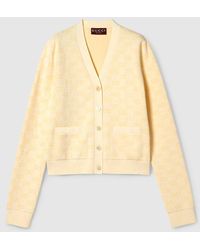 Gucci - Ggファインコットン ジャカード カーディガン, イエロー, ウェア - Lyst