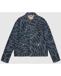 Gucci - Wavy GG Laser Print Denim Jacket - Lyst