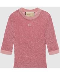 Gucci - Lamé Knit Top With Interlocking G - Lyst