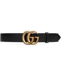 Gucci Leather Belt With Double G Buckle - Black