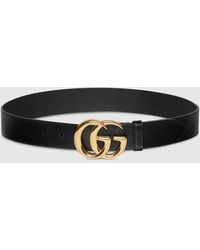Gucci - Gg Marmont Wide Belt With Shiny Buckle, Size 100 - Lyst