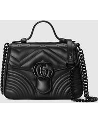 Gucci - Mini Leather Gg Marmont Top-handle Bag - Lyst