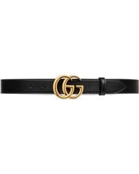Gucci - GG Marmont Leather Belt With Shiny Buckle - Lyst