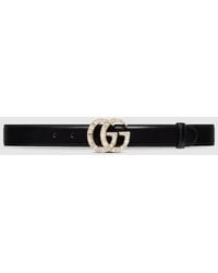 Gucci - GG Marmont Belt With Crystal Buckle - Lyst