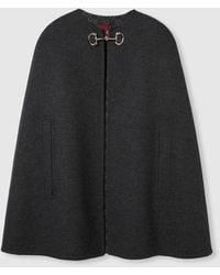 Gucci - Silk Wool Cape With Horsebit - Lyst