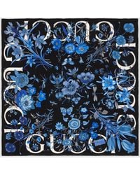 Gucci - Floral Print Silk Carré - Lyst