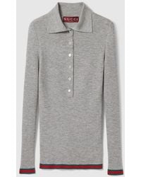Gucci - Cashmere And Silk Polo Top With Web - Lyst