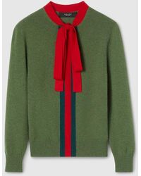 Gucci - Knit Cashmere Sweater With Ribbon - Lyst