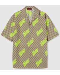 Gucci - Camisa Bowling De Popelina Con Estampado, Talla - Lyst