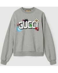 Gucci - Cotton Jersey Cotton Sweatshirt With Print - Lyst