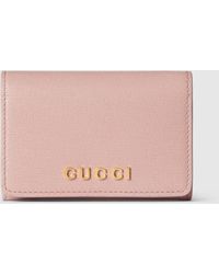 Gucci - スクリプト カードケース, ピンク, Leather - Lyst