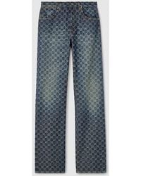 Gucci - Gg Cotton Denim Jacquard Pants - Lyst