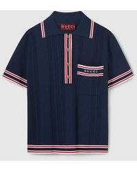 Gucci - Polo Top With Striped Trim - Lyst